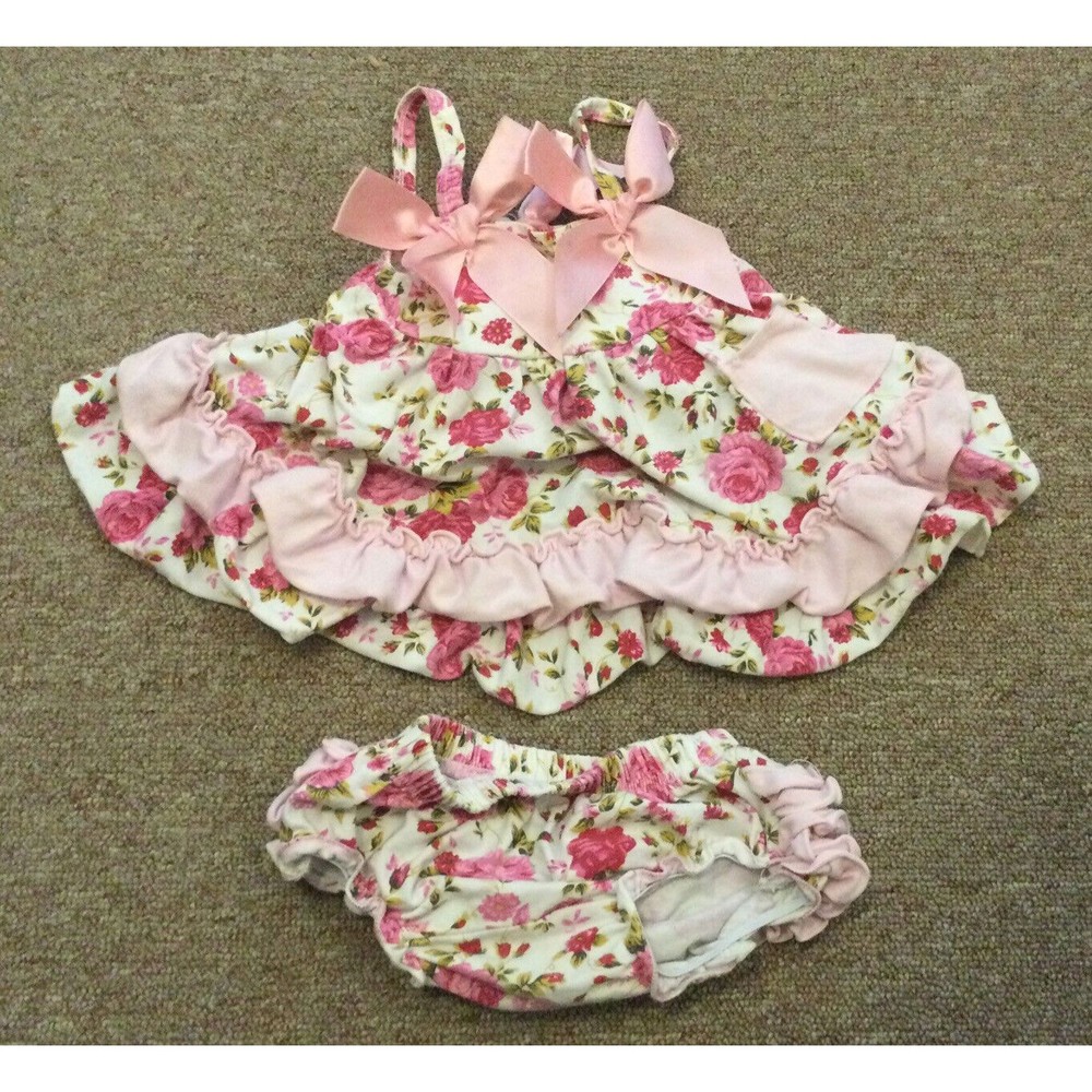 Royal Gem Baby Girl 6-12 Months 2 Piece Outfit Ruffle Butt Flower Diaper Cover